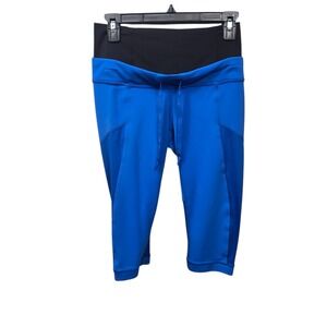 Lululemon Bhakit Blue Mesh Panel Crop Leggings Capri Yoga Pants Womens Size 8?